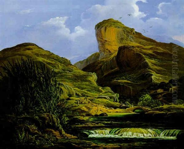 Romantische Landschaft Mit Fluslauf Oil Painting by Carl Morgenstern