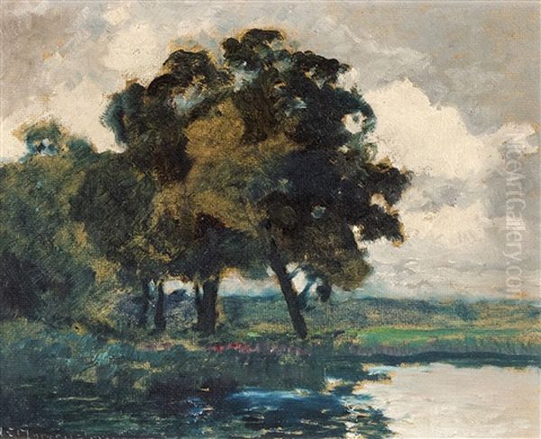 Landschaft (buchwald Bei Wolfshain?) Oil Painting by Carl Ernst Morgenstern