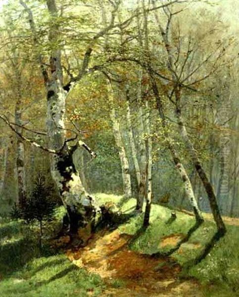 Sonniger Birkenwald Oil Painting by Carl Ernst Morgenstern