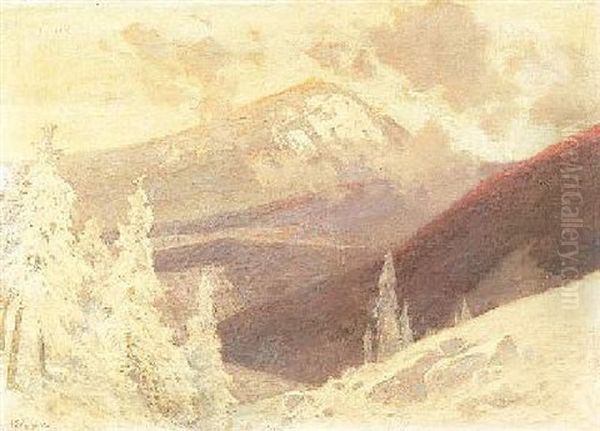 Das Winterliche Riesengebirge Mit Blick Auf Die Schneekoppe Oil Painting by Carl Ernst Morgenstern