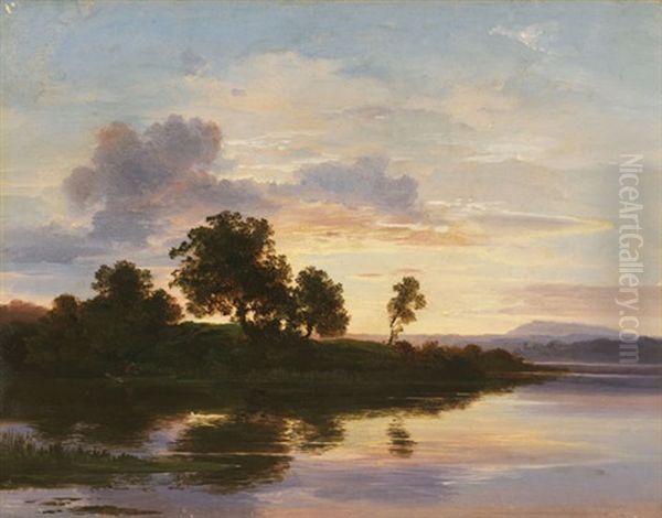 Abendstimmung Am Starnberger See Oil Painting by Christian Ernst Bernhard Morgenstern