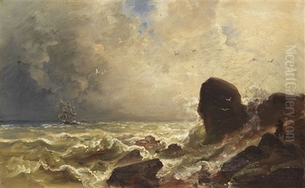 Brandende See Oil Painting by Christian Ernst Bernhard Morgenstern