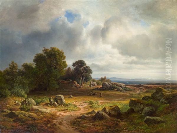 Weite Landschaft Mit Schafherde Oil Painting by Christian Ernst Bernhard Morgenstern