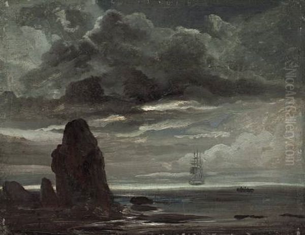 Abend Am Meer Oil Painting by Christian Ernst Bernhard Morgenstern