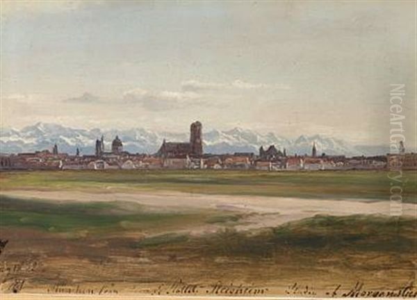 View Of Munich Seen From Schloss Schleisheim - The Schleissheim Palace Oil Painting by Christian Ernst Bernhard Morgenstern