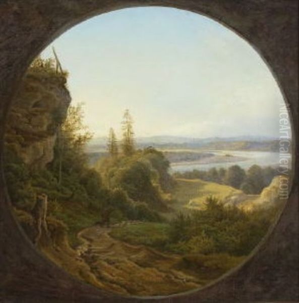 Gebirgige Flusslandschaft Mit Schafer Oil Painting by Christian Ernst Bernhard Morgenstern