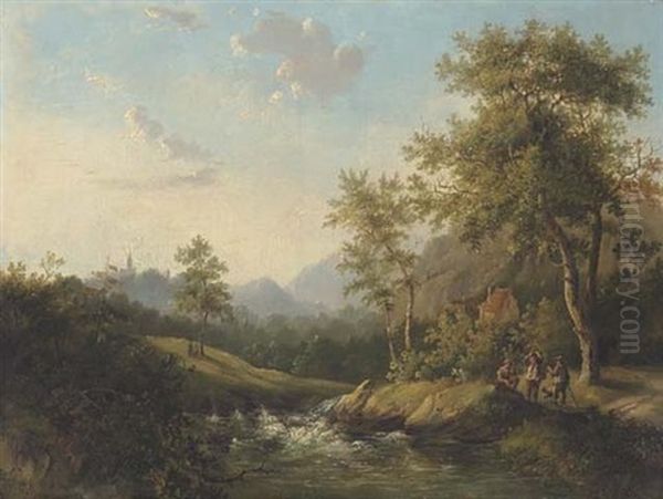 A Landscape At Dusk by Christian Ernst Bernhard Morgenstern