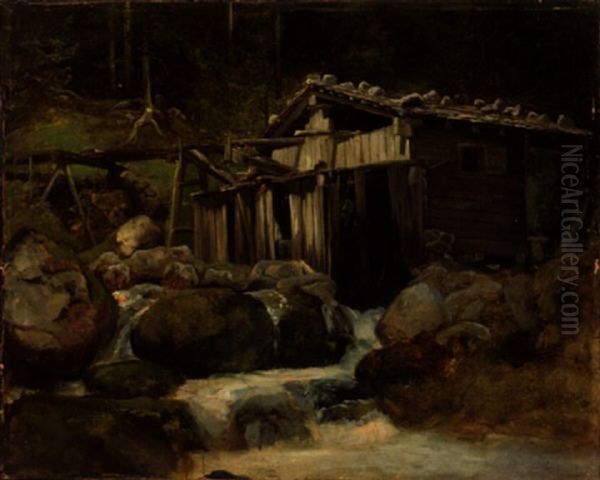 Muhle In Golling Oil Painting by Christian Ernst Bernhard Morgenstern