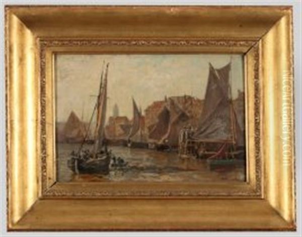 Hafen Von Ostende Oil Painting by Friedrich Ernst Morgenstern