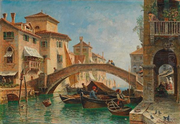 Venetian Scene Oil Painting by Friedrich Ernst Morgenstern