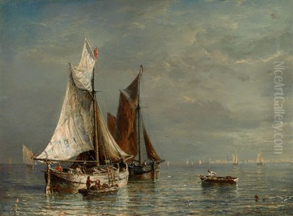 Fischer In Der Lagune Von Venedig Oil Painting by Friedrich Ernst Morgenstern