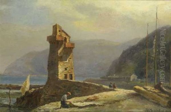 Netzflicker Im Hafen Oil Painting by Friedrich Ernst Morgenstern