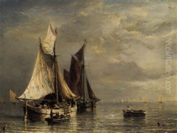 Segelboote Im Hafen Oil Painting by Friedrich Ernst Morgenstern