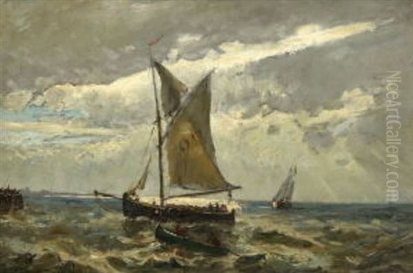 Fischerboote Vor Oostende Oil Painting by Friedrich Ernst Morgenstern