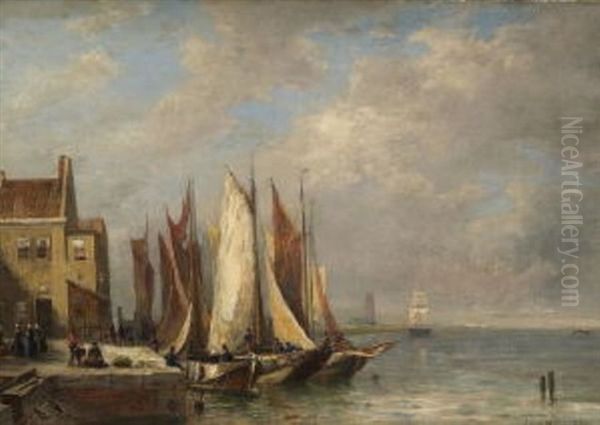 Fischerboote Im Hafen Oil Painting by Friedrich Ernst Morgenstern