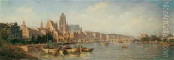 Blick Auf Frankfurt/main Oil Painting by Friedrich Ernst Morgenstern