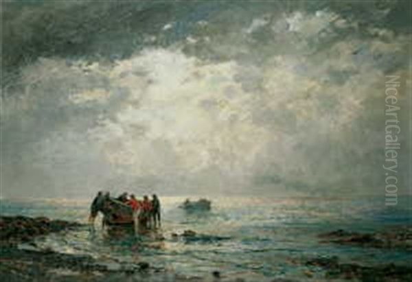 Die Ruckkehr Vom Fischfang Oil Painting by Friedrich Ernst Morgenstern