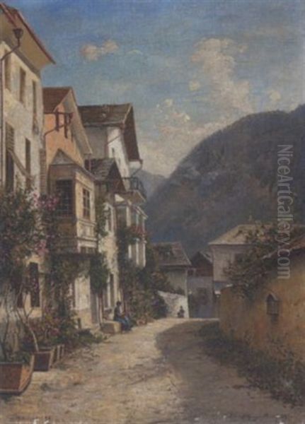 Gasse In Muhlbach A. D. Rienz Oil Painting by Friedrich Ernst Morgenstern