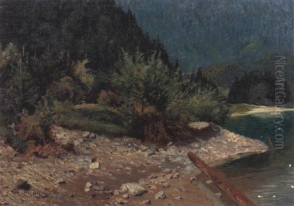 Gebirgsflusufer Oil Painting by Friedrich Ernst Morgenstern