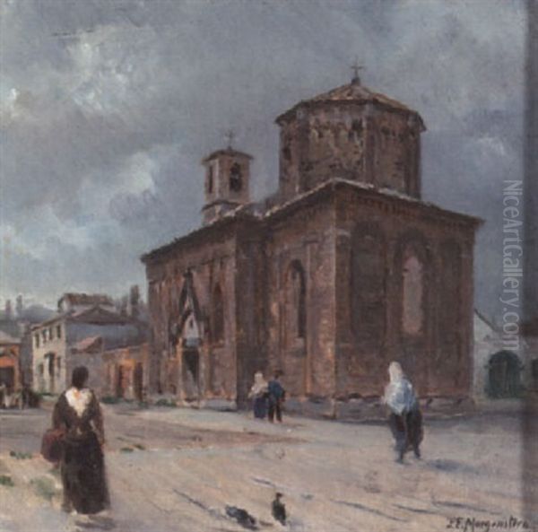 Romanische Kapelle, Chioggia In Der Lagune Oil Painting by Friedrich Ernst Morgenstern