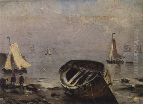 Lootsenboot In Der Ebbe Bei Vlissingen Oil Painting by Friedrich Ernst Morgenstern