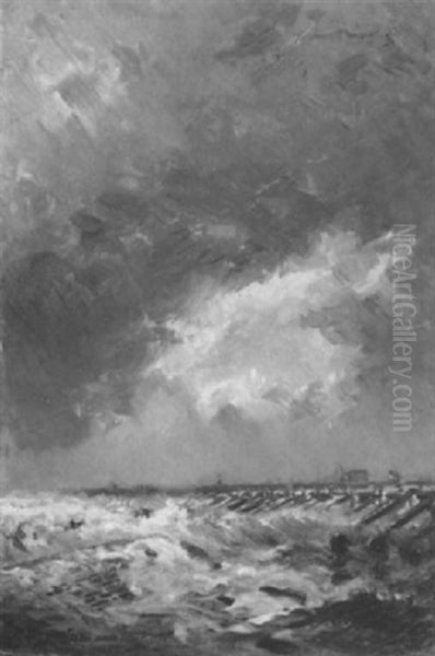 Wolken Und Seestuck Bei Ostende Oil Painting by Friedrich Ernst Morgenstern