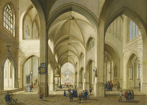 Interior Of A Gothic Church Oil Painting by Johann Friedrich Morgenstern