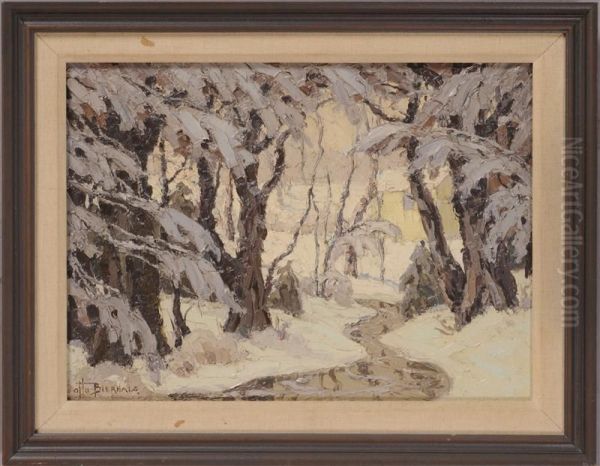 Winter Landscape Oil Painting by Otto Bierhals