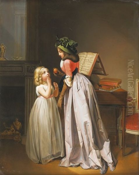 S'il Vous Plait (after Boilly) Oil Painting by Johann Friedrich Morgenstern