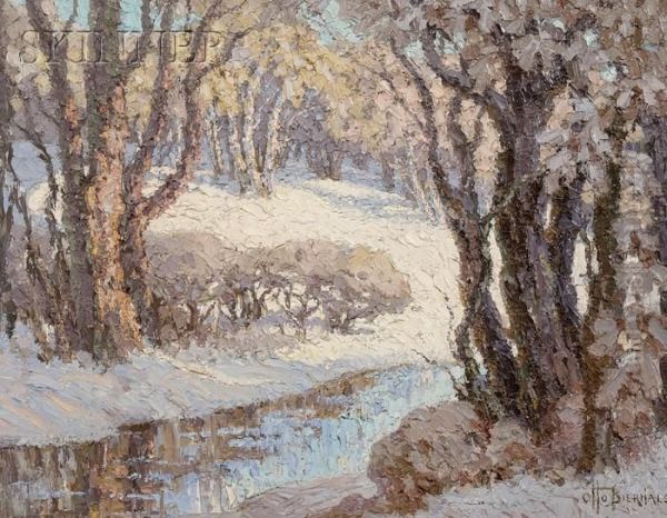 Winter View Through The Grove Oil Painting by Otto Bierhals