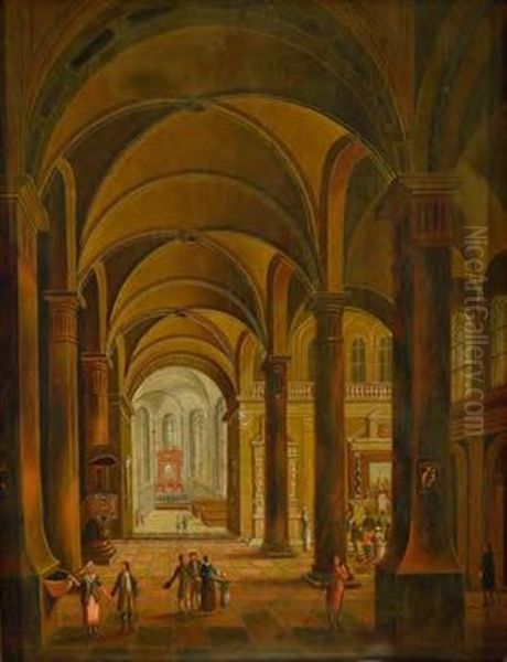 Kircheninterieur Mit Personen Oil Painting by Johann Ludwig Ernst Morgenstern