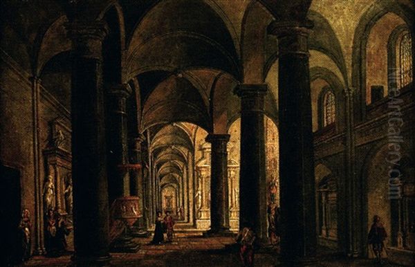 Vue De L'interieur D'une Eglise Oil Painting by Johann Ludwig Ernst Morgenstern