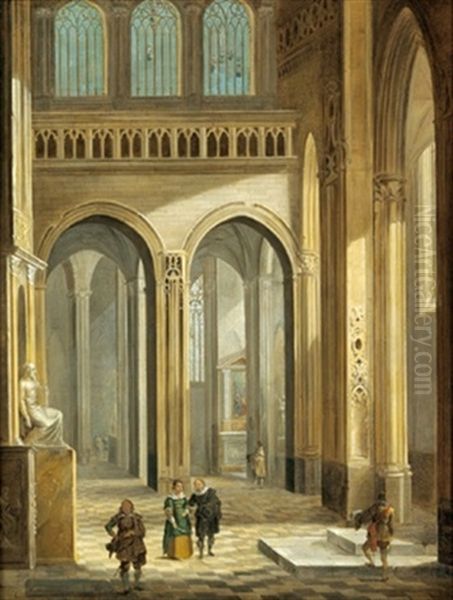 Kircheninterieur Mit Figuren Oil Painting by Johann Ludwig Ernst Morgenstern