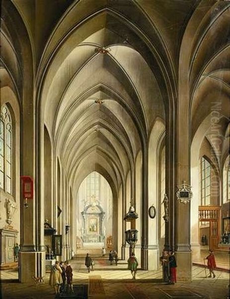 Innenansicht Einer Dreischiffigen Gotischen Kirche Oil Painting by Johann Ludwig Ernst Morgenstern