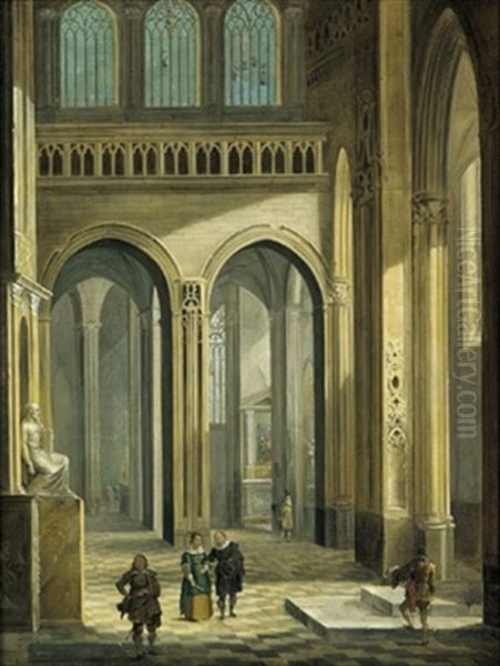 Kircheninterieur Mit Figuren Oil Painting by Johann Ludwig Ernst Morgenstern