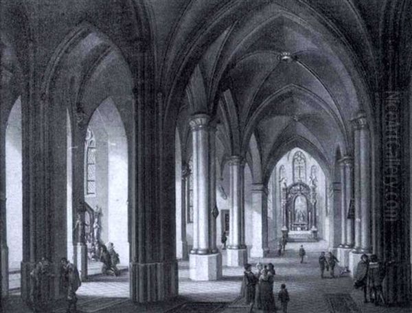 Blick Auf Den Chor Und Altar Einer Gotischen Kirche Oil Painting by Johann Ludwig Ernst Morgenstern