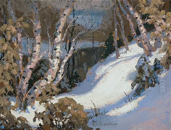 Birches Winter Oil Painting by Otto Bierhals