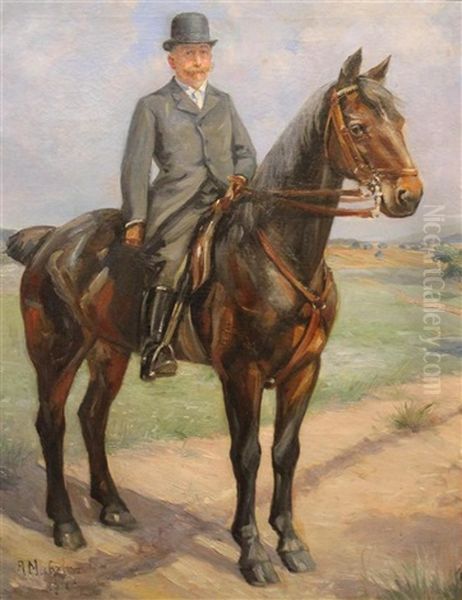 Gentleman On A Horse, 1912 Oil Painting by Albert Morhain