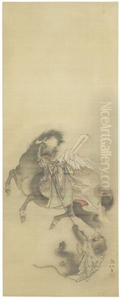 Kakejiku (vertical Hanging Scroll) Oil Painting by Sosen Mori