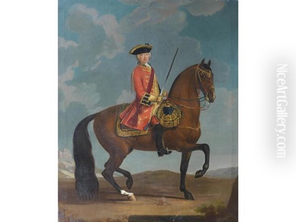 Equestrian Portrait Of John Jeffreys Oil Painting by David Morier