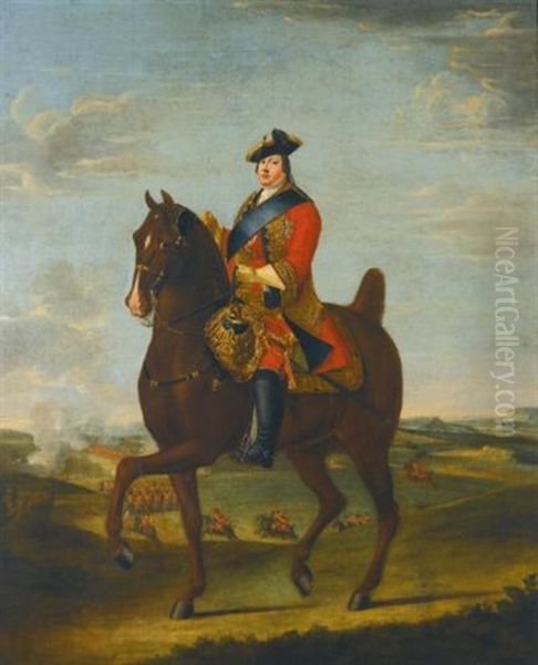 Portrait Of Prince William Augustus, Duke Of Cumberland, On Horseback Oil Painting by David Morier