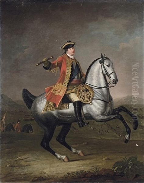 Equestrian Portrait Of Prince William Augustus, Duke Of Cumberland (1721-1765) Oil Painting by David Morier