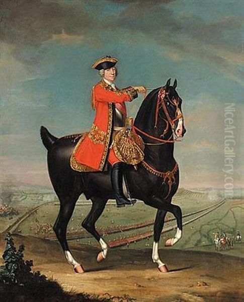 Equestrian Portrait Of Field Marshall Sir Jean Louis Ligonier, 1sr Earl Ligonier Oil Painting by David Morier