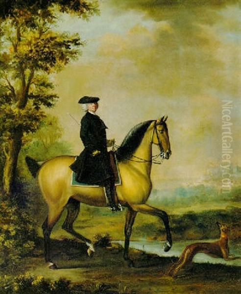 A Gentleman Out Riding, Windsor Castle Beyond Oil Painting by David Morier