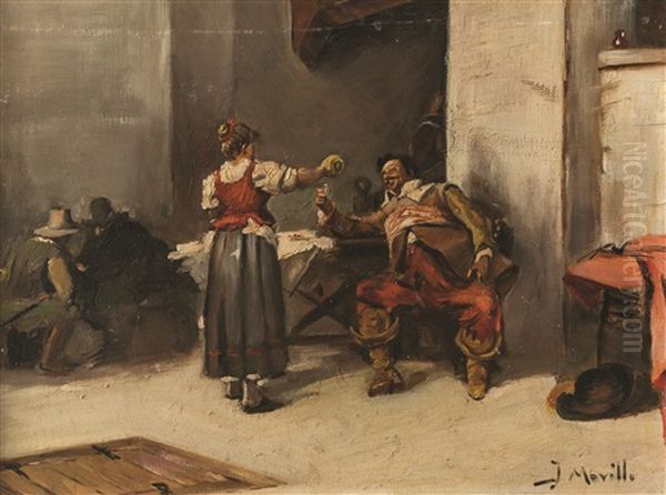 Mosqueteros En La Taberna Oil Painting by Jose Morillo Ferradas