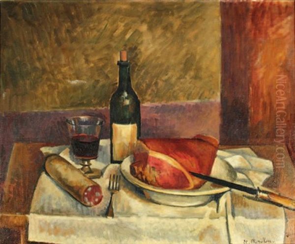 Nature Morte A La Bouteille Oil Painting by Etienne Morillon