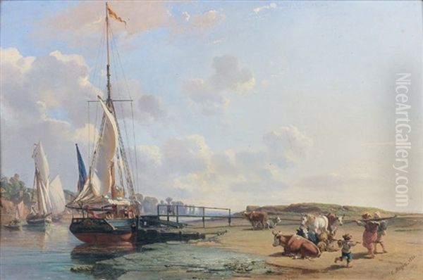 Troupeau En Bord De Mer Oil Painting by Charles Louis Morin