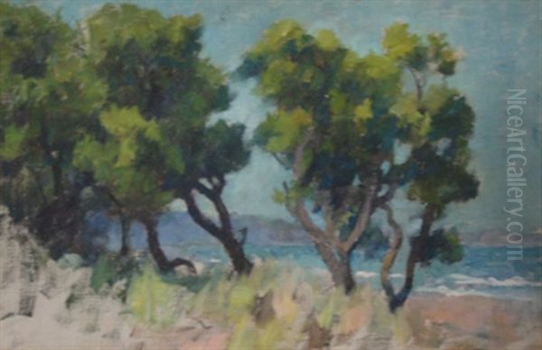 Trees By The River Oil Painting by George Pitt Morison