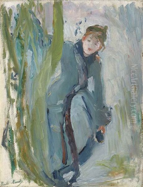 Jeune Fille Remettant Son Patin Oil Painting by Berthe Morisot