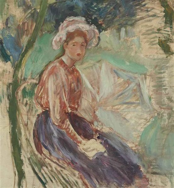 Jeune Fille A L'ombrelle Oil Painting by Berthe Morisot